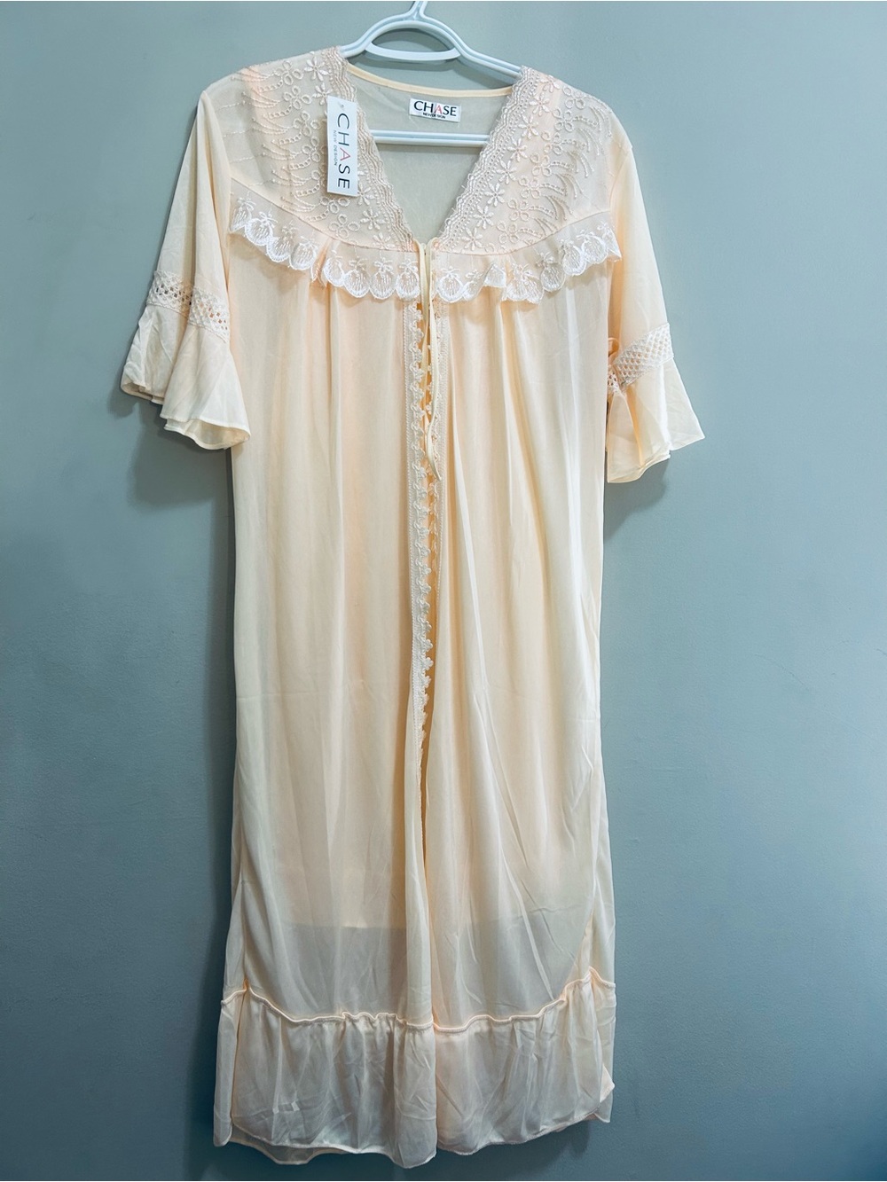 Chaser Peach Lace-Trim Long Nightgown